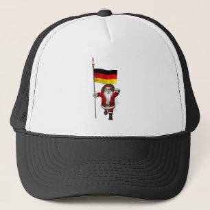 Patriotic Santa Claus With Ensign Of Germany Trucker Hat