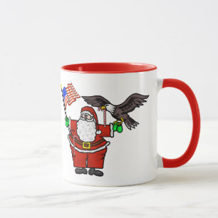 Patriotic Santa Flag & Eagle Christmas Mug