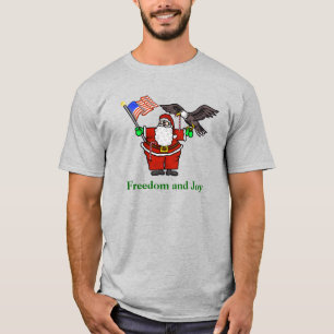 Patriotic Santa Flag & Eagle Christmas T-Shirt