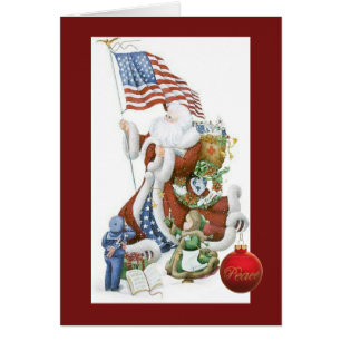 Patriotic Santa Peace Holiday Card