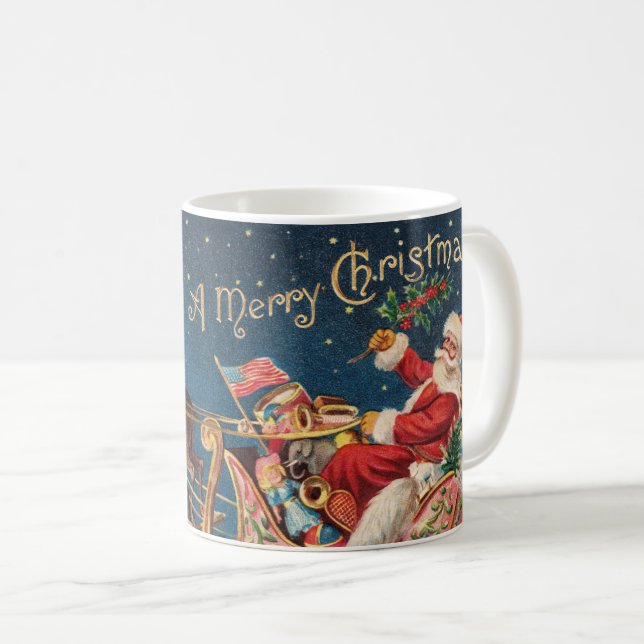 Patriotic Santa Small Merry Christmas Mug (Front Right)