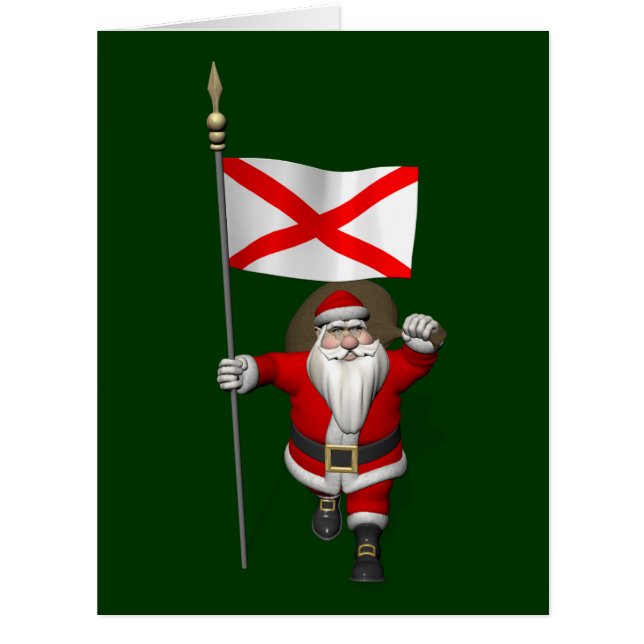 Patriotic Santa With Ensign Of Alabama (Front)