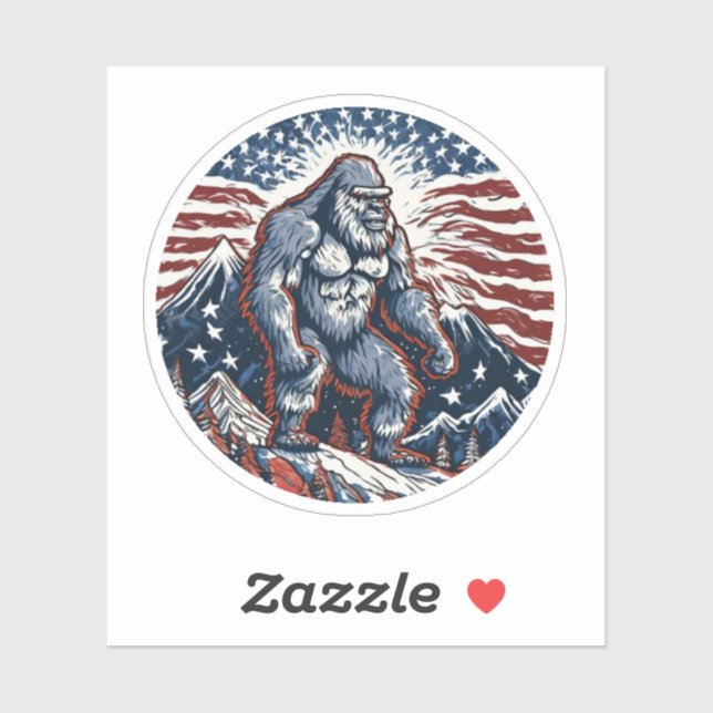Patriotic Sasquatch, Custom-Cut Vinyl Stickers (Sheet)