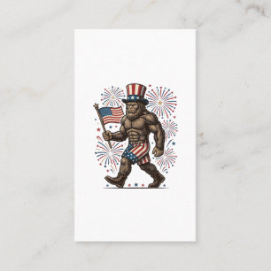 Patriotic Sasquatch Fireworks Vintage Engraving De Business Card