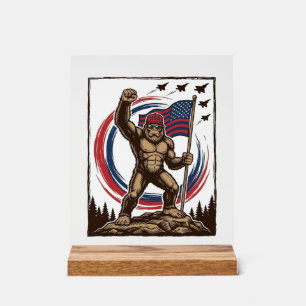 Patriotic Sasquatch Flag Vintage Acrylic Sign