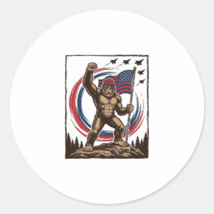 Patriotic Sasquatch Flag Vintage Classic Round Sticker