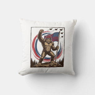 Patriotic Sasquatch Flag Vintage Cushion