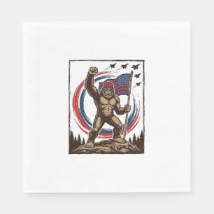 Patriotic Sasquatch Flag Vintage Napkin