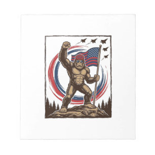 Patriotic Sasquatch Flag Vintage Notepad