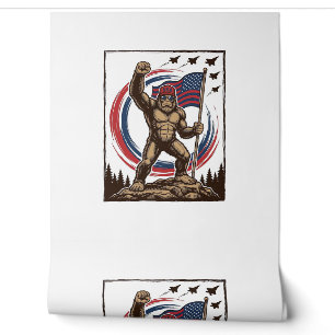 Patriotic Sasquatch Flag Vintage Wallpaper