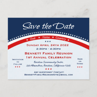 Patriotic Save the Date Postcard