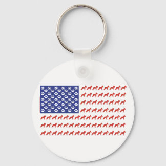 Patriotic Schnauzer dog/USA Key Ring