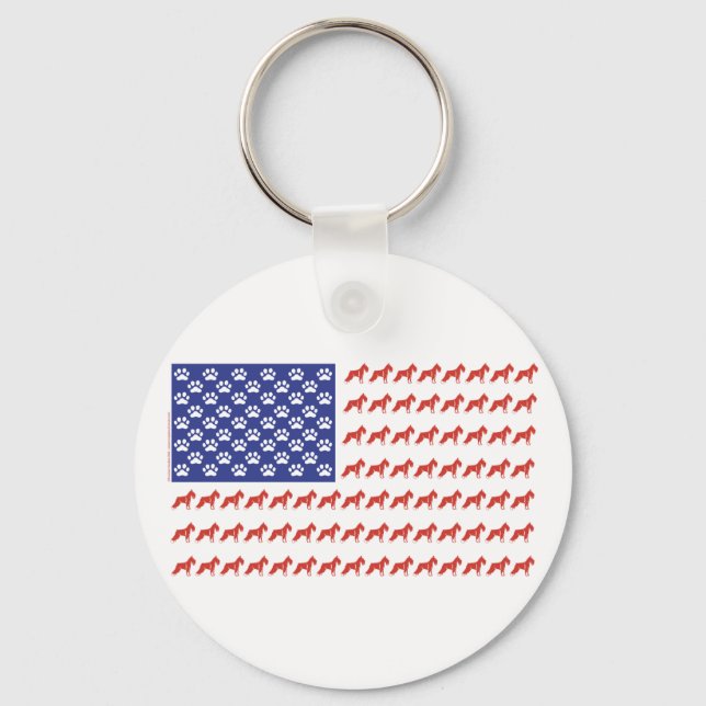 Patriotic Schnauzer dog/USA Key Ring (Front)