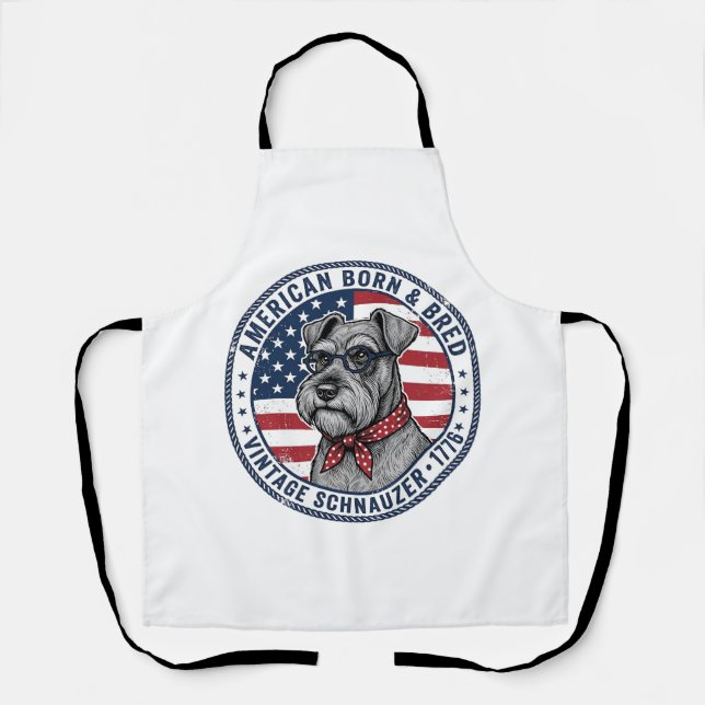 Patriotic Schnauzer Dog Vintage Apron (Front)