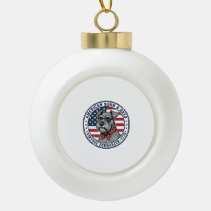 Patriotic Schnauzer Dog Vintage Ceramic Ball Christmas Ornament