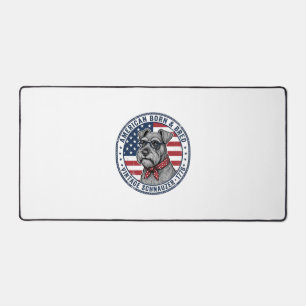 Patriotic Schnauzer Dog Vintage Desk Mat