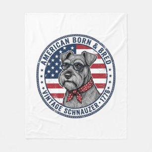Patriotic Schnauzer Dog Vintage Fleece Blanket