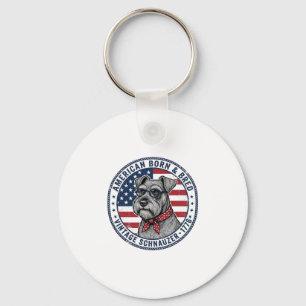 Patriotic Schnauzer Dog Vintage Key Ring