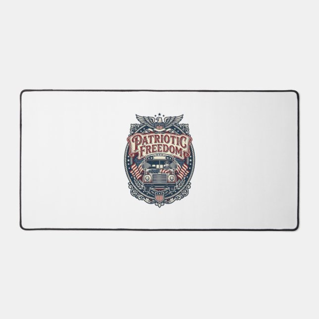 Patriotic School Bus Driver Desk Mat (Front)
