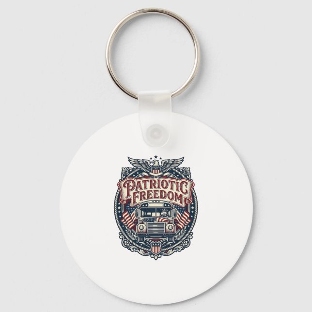 Patriotic School Bus Driver Key Ring (Front)