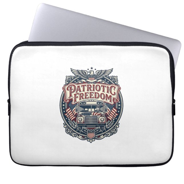 Patriotic School Bus Driver Laptop Sleeve (Front)