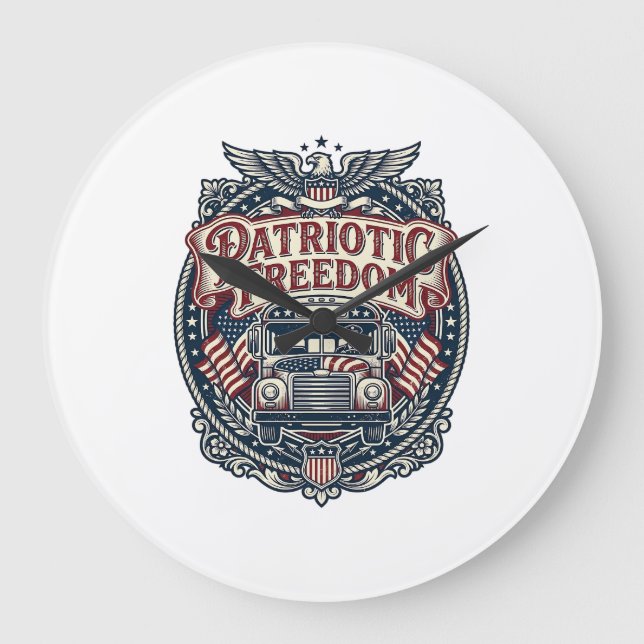 Patriotic School Bus Driver Large Clock (Front)