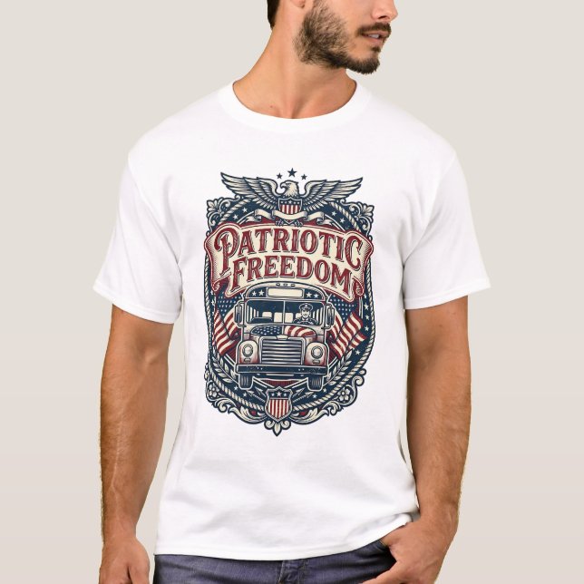 Patriotic School Bus Driver T-Shirt (Front)