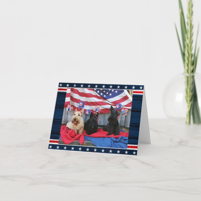Patriotic Scotties Note Card (Front)