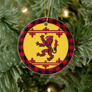 Patriotic Scottish Flag, Rampant, plaid, Scotland Ceramic Tree Decoration