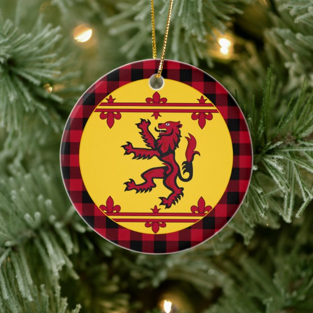 Patriotic Scottish Flag, Rampant, plaid, Scotland Ceramic Tree Decoration (Tree)