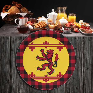 Patriotic Scottish Flag, Rampant, plaid, Scotland Paper Plate