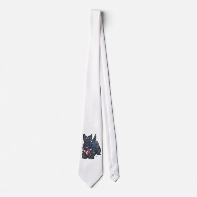 Patriotic Scottish Terrier Tie (Front)