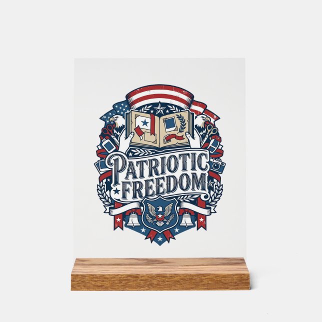 Patriotic Scrapbooker Vector Graphic Tee_1 Acrylic Sign (Front)