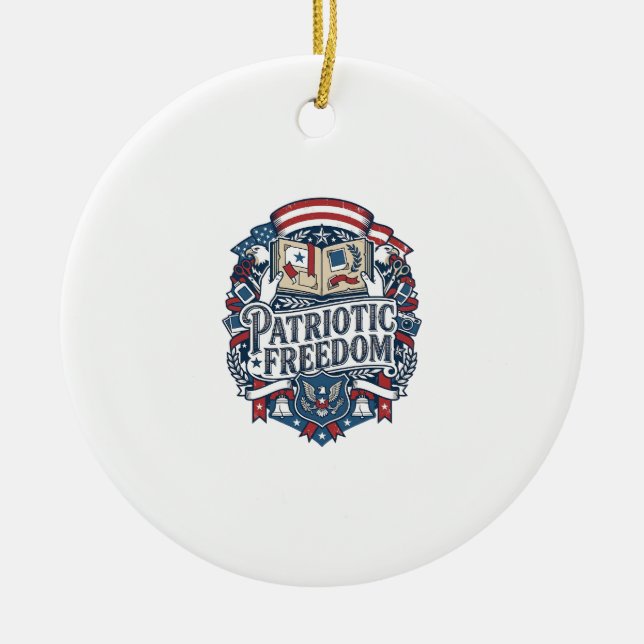 Patriotic Scrapbooker Vector Graphic Tee_1 Ceramic Tree Decoration (Front)