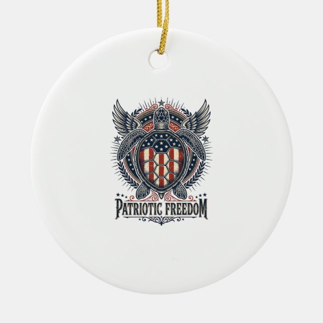  Patriotic Sea Turtle Ceramic Tree Decoration (Front)