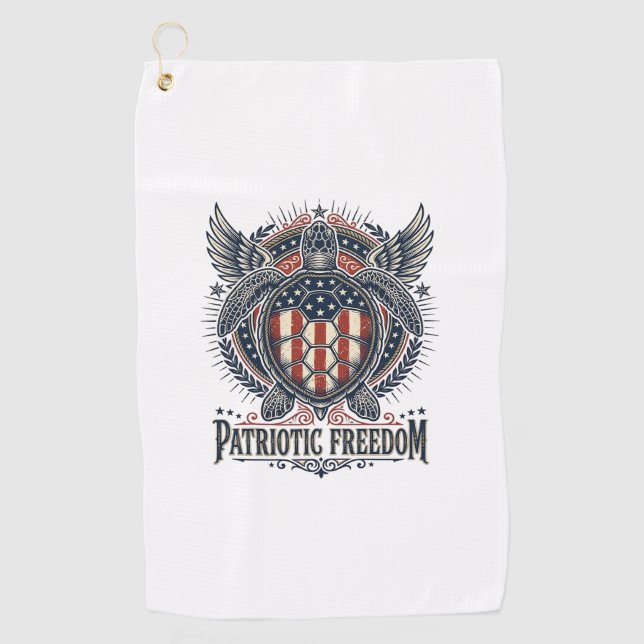  Patriotic Sea Turtle Golf Towel (Front)