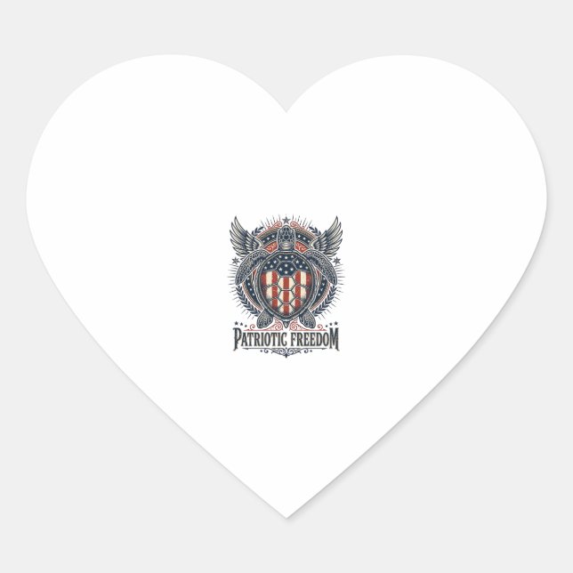  Patriotic Sea Turtle Heart Sticker (Front)