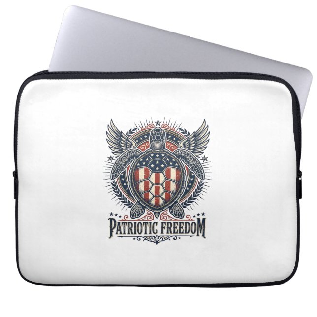  Patriotic Sea Turtle Laptop Sleeve (Front)