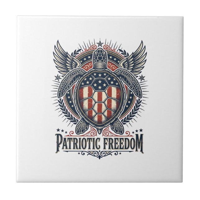  Patriotic Sea Turtle Tile (Front)