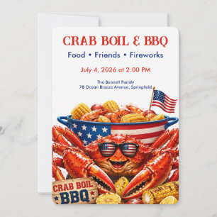 Patriotic Seafood Boil Party - Crab Boil  Invitation
