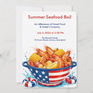 Patriotic Seafood Boil Party - Shrimp Boil  Invitation