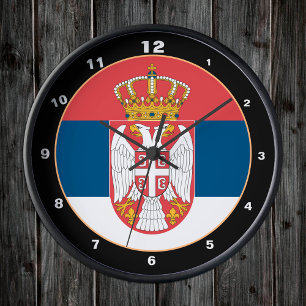 Patriotic Serbian Flag & Serbia Home / design Round Clock