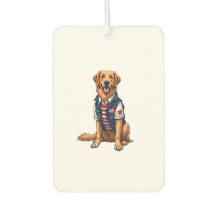 Patriotic Service Dog Golden Retriever Shirt 4 Car Air Freshener