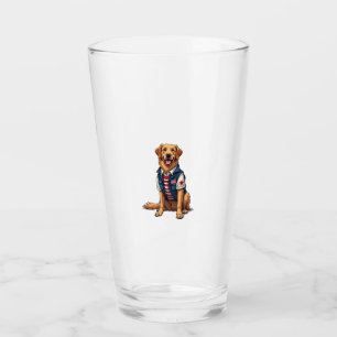 Patriotic Service Dog Golden Retriever Shirt 4 Glass