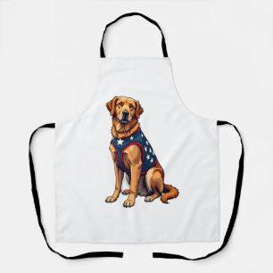 Patriotic Service Dog Golden Retriever Shirt Apron