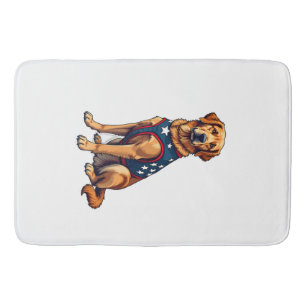 Patriotic Service Dog Golden Retriever Shirt Bath Mat
