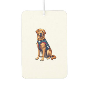 Patriotic Service Dog Golden Retriever Shirt Car Air Freshener