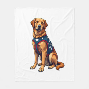 Patriotic Service Dog Golden Retriever Shirt Fleece Blanket