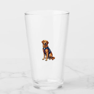 Patriotic Service Dog Golden Retriever Shirt Glass