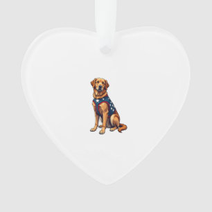 Patriotic Service Dog Golden Retriever Shirt Ornament